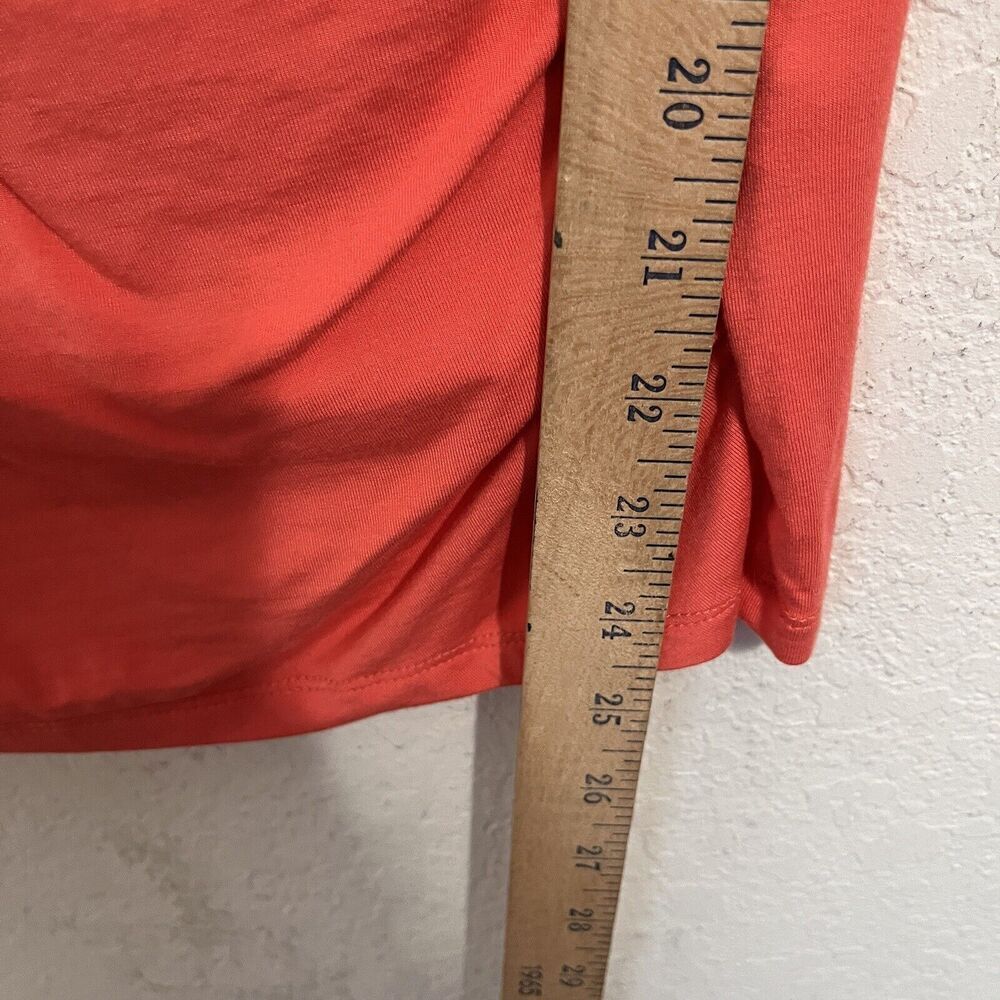 Talbots Woman Coral Wrap Top Size 1X Stretch Long Sleeve Deep V-Neck - Picture 8 of 8